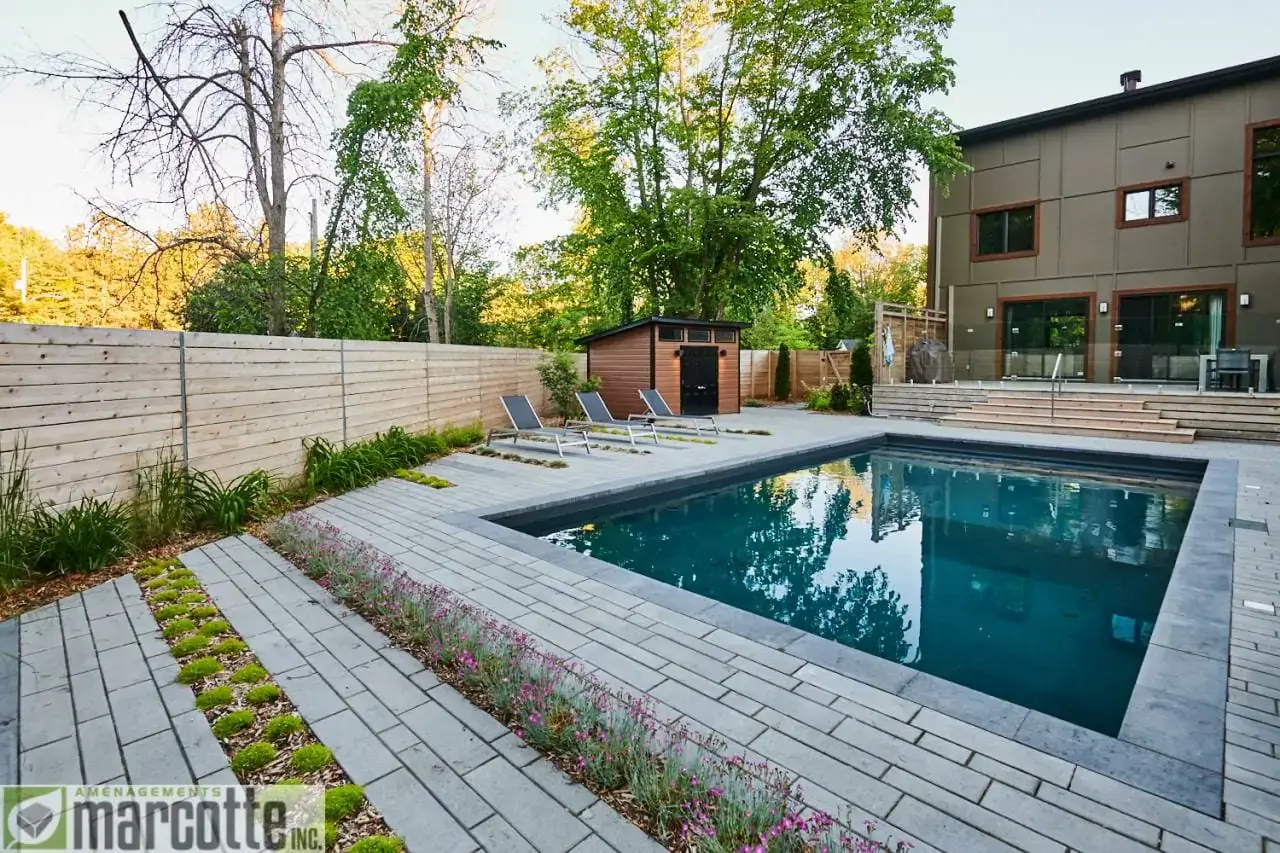 Complete landscaping around a pool